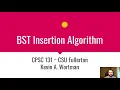 BST Insertion Algorithm
