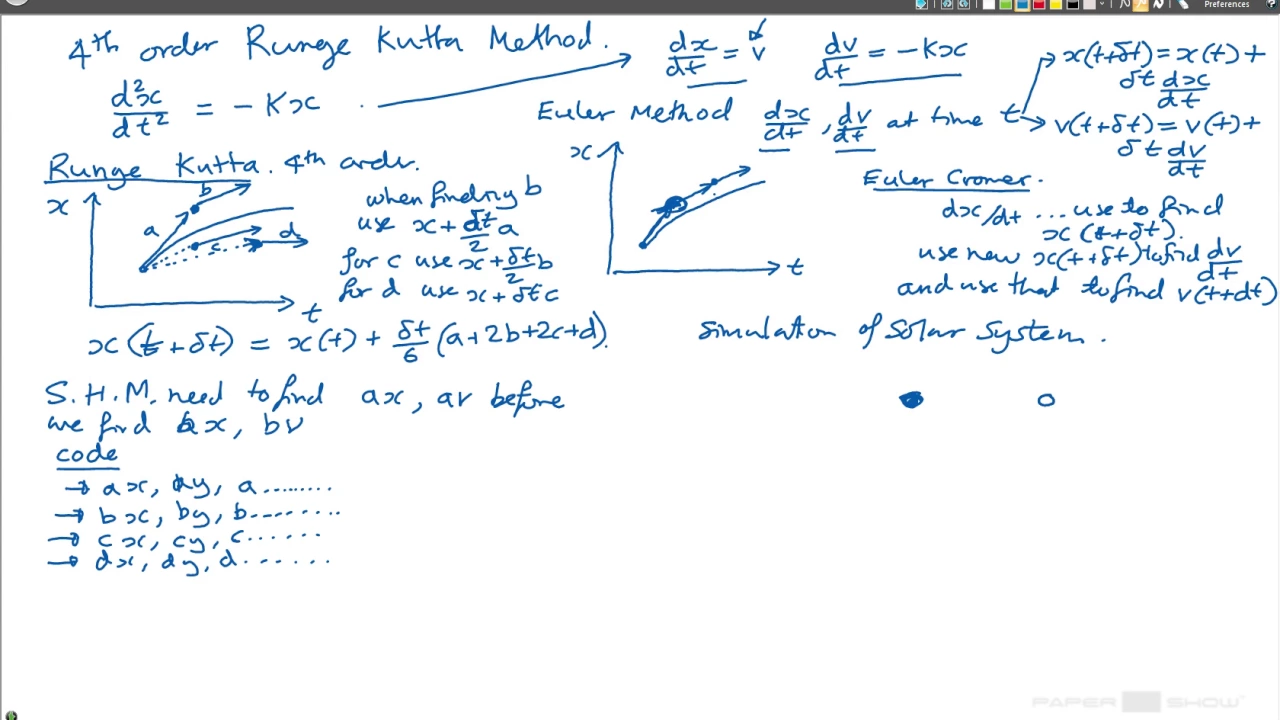 how to solve differential equations numerically with Runge Kutta 4th order method