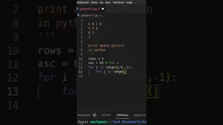 Print Triangle Alphabet Pattern Using Python Traingle Pattern - 12 Tech Blooded
