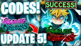 UPDATE 5 EVERY NEWLY UPDATE 5 CODES FOR CLOVER ORIGINS ROBLOX CLOVER ORIGINS CODES