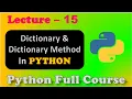 Dictionary In Python dictionaries Build-in functions Python Full Course Lecture 15
