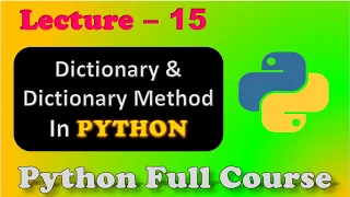 Dictionary In Python dictionaries Build-in functions Python Full Course Lecture 15