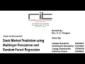 Stock Market Prediction Using MLP and Random Forest Regression Machine Learning Algorithms