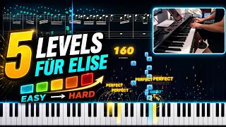 5 Levels Fur Elise - Easy to Hard (Ultimate Pianist Gameplay)