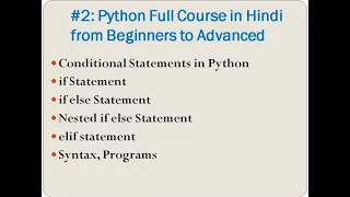 Conditional Statements in Python if if else Nested if else elif statements with programs