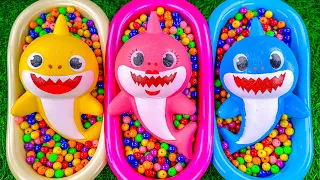 4 Minutes Satisfying Video | Mixing Funny Candy ASMR & Make Up in 3 Bathtubs with Magic M&M's Slime