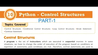 CLASS-8 COMPUTER SCIENCE CHAPTER-10 PYTHON - CONTROL STRUCTURES PART-1