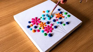Acrylic Painting Technique / Flower Field Painting / Step By Step For Beginners 