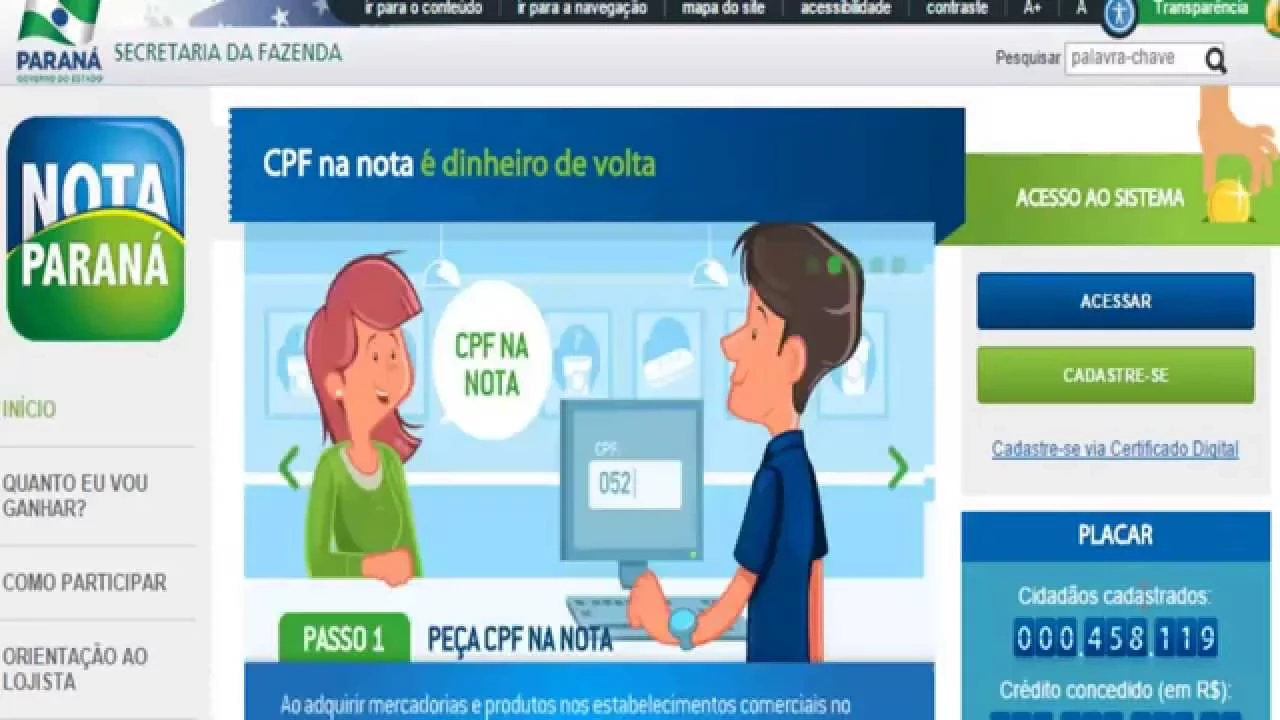 Nota Fiscal Paulista 2021 - Consulta de Saldo, Cadastro