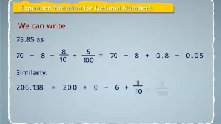 Expanded form of Decimal Numbers