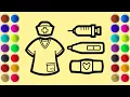 Coloring Nursing Equipment and Nursing Uniforms Using Colored Sand Sand Painting Coloring Page