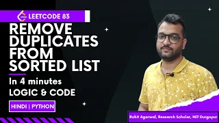 LeetCode 83 - Remove Duplicates from Sorted List Easy Linked List Problem Python in Hindi