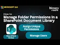 SharePoint Document Library Folder Permissions Tutorial Assign Unique Permissions Manage Users