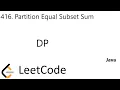 LeetCode 416 Partition Equal Subset Sum Memorized Recursion DP Java