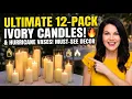 Instant Elegance Ivory 12 Pk Pillar Candles Cylinder Vases