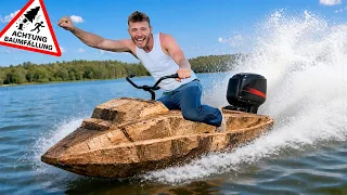 Wir bauen einen JETSKI aus einem BAUMSTAMM!