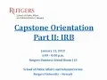 Capstone Orientation II IRB