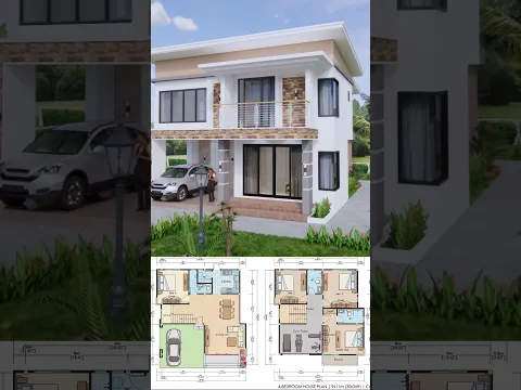 Modern 9x11 Meter House Plan with 4 Beds & 3 Baths 🏠✨ #shorts