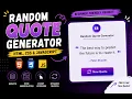 Build a Random Quote Generator with JavaScript HTML CSS JS Project