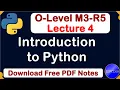 O-Level M3 R5 Introduction to Python Lecture 4