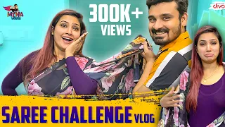 a saree challenge vlog myna nandhini fun with yogesh myna wings