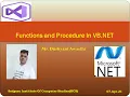 Functions and Procedure In VB NET