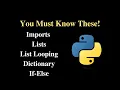 Learn 5 Python Items List Dictionary etc