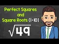 Perfect Squares and Square Roots 1-10 First 10 Perfect Squares Square Roots Math with Mr J