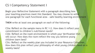 Writing Competency Standard One and Resources