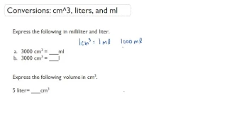 Conversions cm3 liters and ml