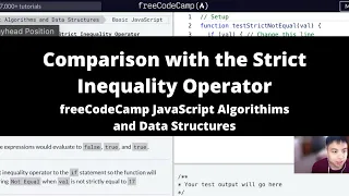 Comparison with the Strict Inequality Operator Basic JavaScript freeCodeCamp tutorial