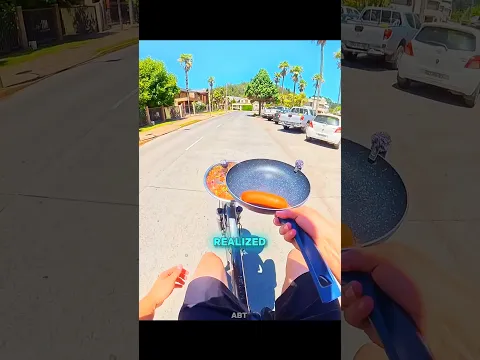 This Guy Made a Burger While Riding His Bike! 🤯😱/#ytshorts #shorts