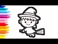Halloween Coloring Pages How to Draw a Halloween Witch Werewolf Black cat Monster Drawing For Kids