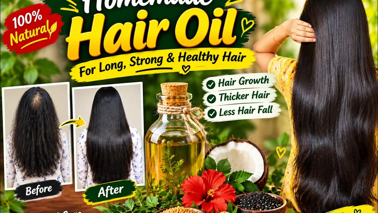 Homemade Hair Oil for Long & Thick Hair 🌿 | Curry Leaves, Hibiscus & Amla | Telugu