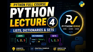Python Lists Dictionaries Sets in One Python Lecture 4 Python Tutorial in Hindi
