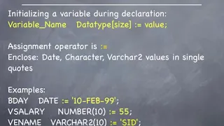 PL2 PL SQL Tutorial Declaration Section Theory