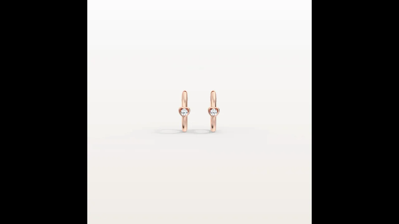 12mm Lab-Grown Diamond Heart Huggie Hoop Earrings in 14K Gold/Platinum