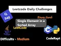 Single Element in a Sorted Array Q 540 Python C Java LeetCode Daily Challenges