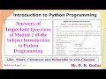 Questions and Answers of Module 2 of Introduction to Python Programming - As per VTU Syllabus