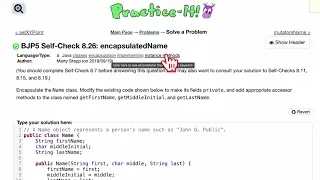 Java Practice It Self-Check 8 26 encapsulatedName classes encapsulation fields