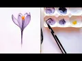 How to Paint Transparent Purple Crocus Flower in Watercolor