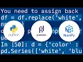 replace method not working on Pandas DataFrame