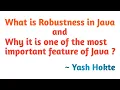 What is Robustness in Java and Why it is one of the most important feature of Java Language