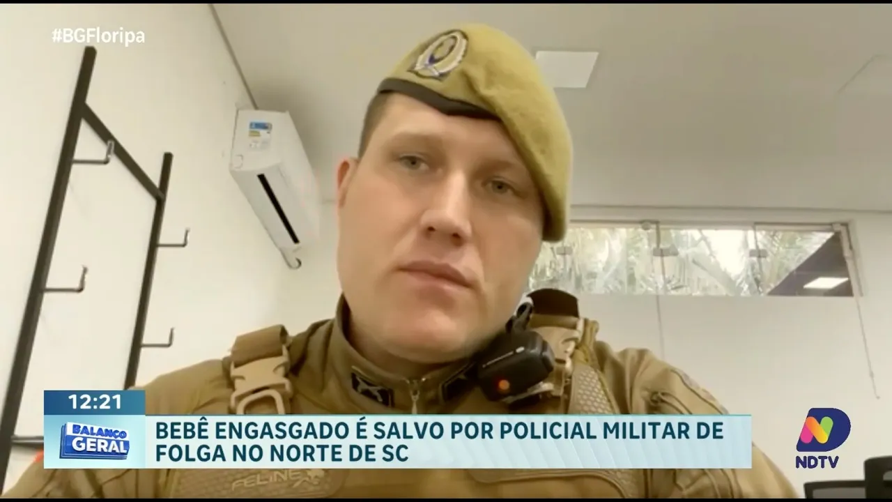 Policial Militar de folga salva bebê engasgado em Jaraguá do Sul