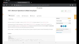 Leetcode Problem 1551 Minimum Operations to Make Array Equal