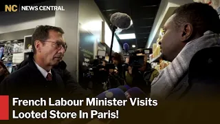 WATCH: France Labour Minister Visits Looted Paris Supermarket as Clean-Up Efforts Continue | AM1Z
