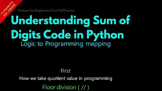 Understanding Sum of Digits Code in Python Lesson 55 Python For Beginners