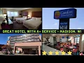GREAT HOTEL with FRIENDLY STAFF in Madison WI Room Tour Comfort Inn Suites Madison - Airport