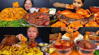 ASMR; EATING SPICY*CHICKEN CURRY,MUTTON FAT/MUTTON CURRY,BIRYANI,RICE EATING CHALLENGE MUKBANG 2X