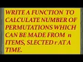 Write a function to calculate number of permutations program to find permutation